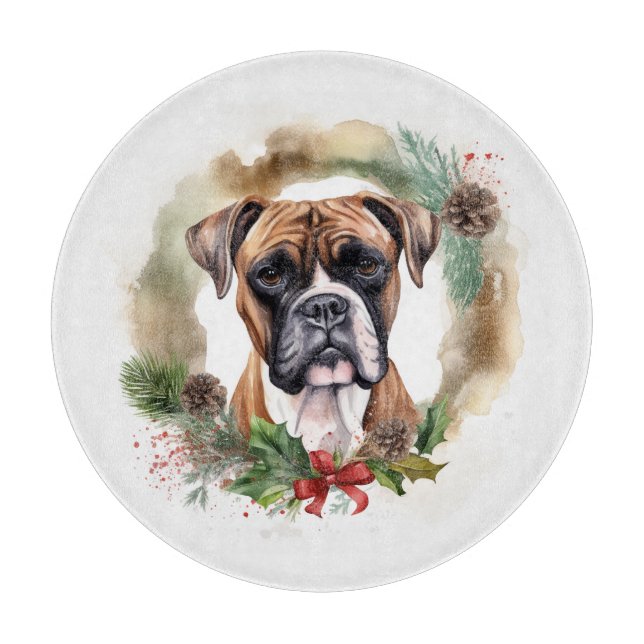 Boxer Weihnachtsmann Schneidebrett (Vorderseite)