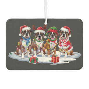 Boxer-Weihnachtsmannmütze will Weihnachtsbeleuchtu Autolufterfrischer