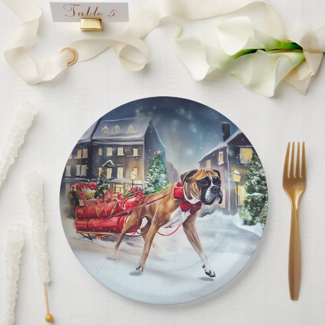 Boxer Weihnachtssaison Pappteller (Hochzeit)