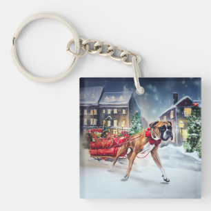 Boxer Weihnachtssaison Schlüsselanhänger