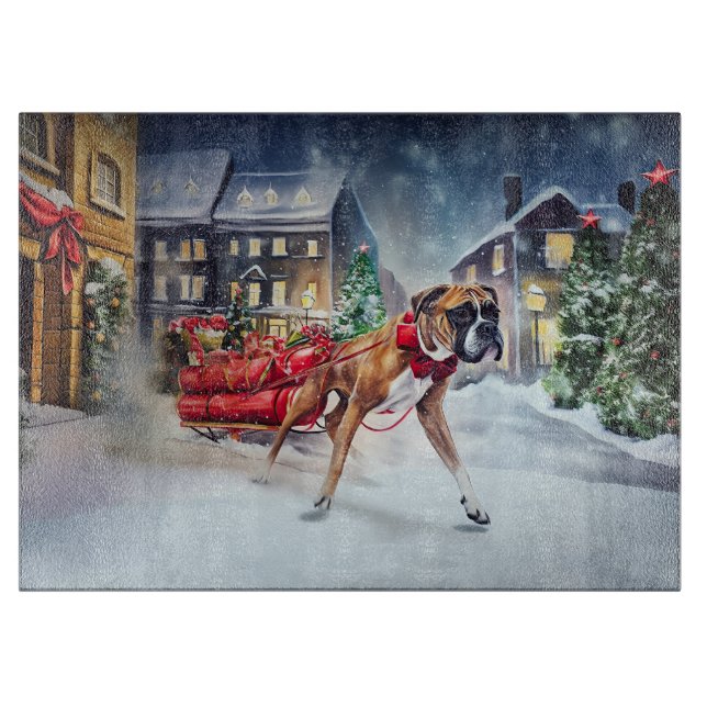 Boxer Weihnachtssaison Schneidebrett (Vorderseite)