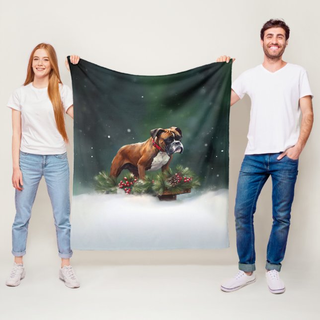 Boxer Weihnachtsschnee Winter Fleecedecke (Beispiel)