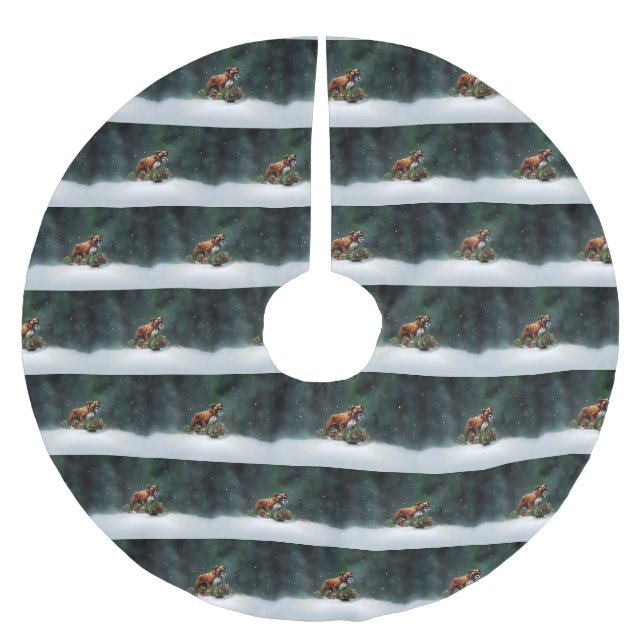 Boxer Weihnachtsschnee Winter Polyester Weihnachtsbaumdecke (Vorderseite)