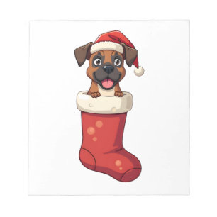 Boxer-Weihnachtsstrumpf Notizblock