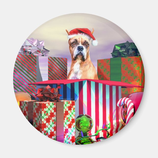 Boxer Weihnachtsüberraschung Magnet (Vorne)