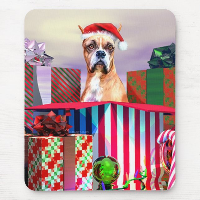 Boxer Weihnachtsüberraschung Mousepad (Vorne)