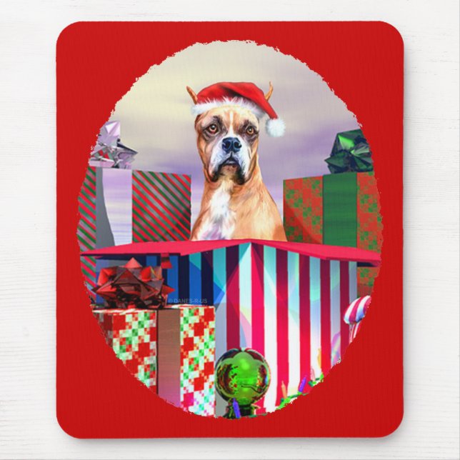 Boxer Weihnachtsüberraschung Mousepad (Vorne)