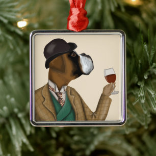 Boxer Weinsnob Ornament Aus Metall