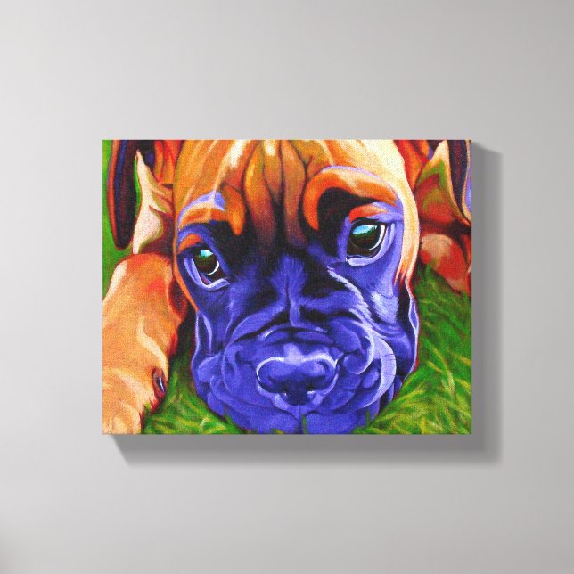Boxer Welpe auf gepackten Canvas Leinwanddruck (Vorderseite)