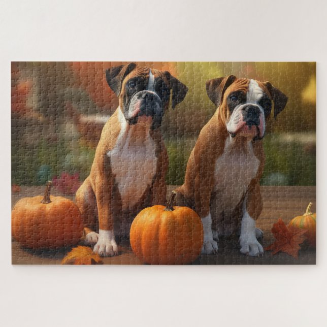 Boxer Welpe Autumn Delight Pumpkin (Horizontal)