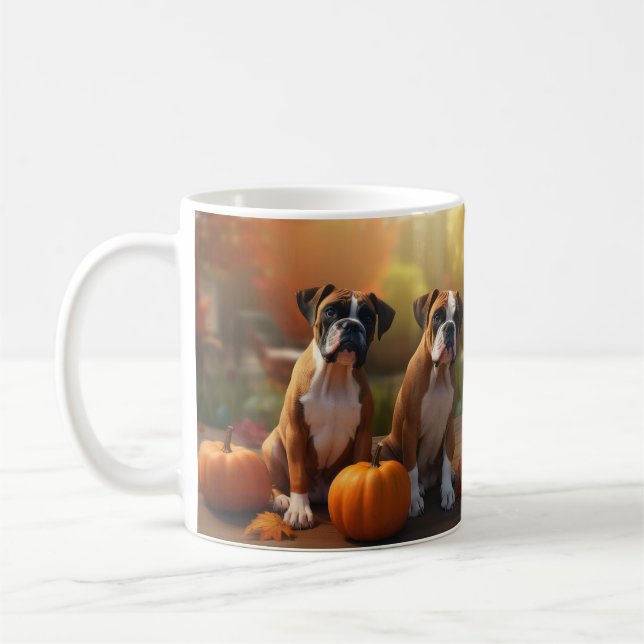 Boxer Welpe Autumn Delight Pumpkin Kaffeetasse (Links)