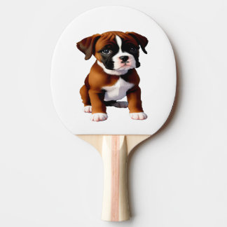 Boxer-Welpe Hund Fawn Färbung Tischtennis Schläger