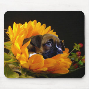 Boxer Welpe in Sunflower Mousepad