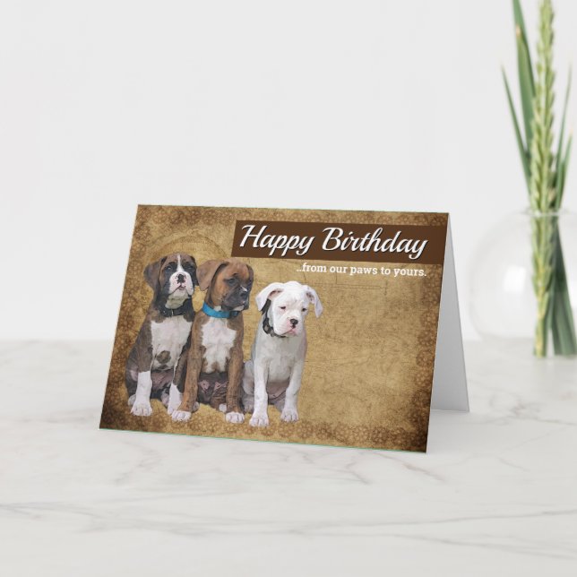 Boxer Welpen-Hundekarten - Personalisierte Geburts Dankeskarte (Vorderseite)