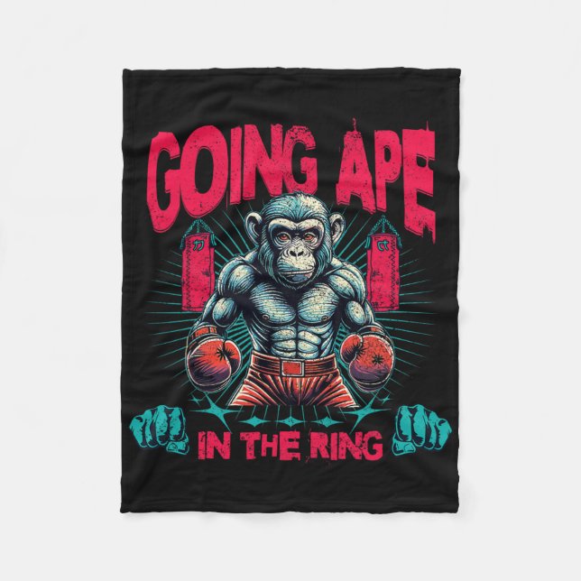 Boxer wird in den Ring Boxen Affe reifen Fleecedecke (Vorderseite)