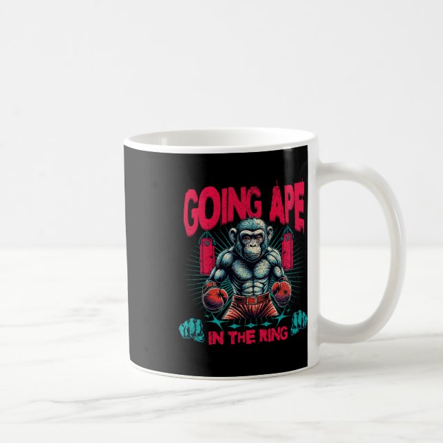 Boxer wird in den Ring Boxen Affe reifen Kaffeetasse (Rechts)