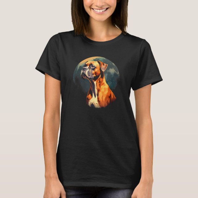 Boxer With Full Moon in Background T-Shirt (Vorderseite)