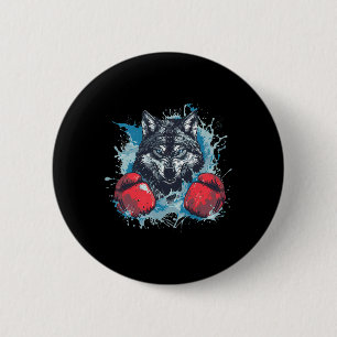 Boxer Wolf Mit Boxhandschuhen Kickboxen Lustiger B Button