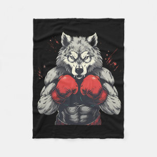 Boxer Wolf Mit Boxhandschuhen Kickboxen Lustiger B Fleecedecke