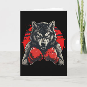 Boxer-Wolf mit Boxhandschuhen Kickboxen Lustiger B Karte