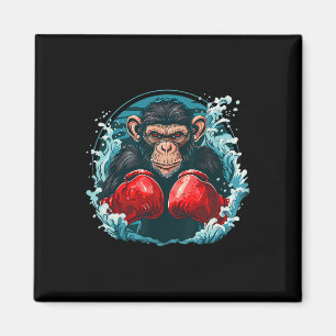 Boxeraffe mit Boxhandschuhen Kickboxen Lustiges B Magnet
