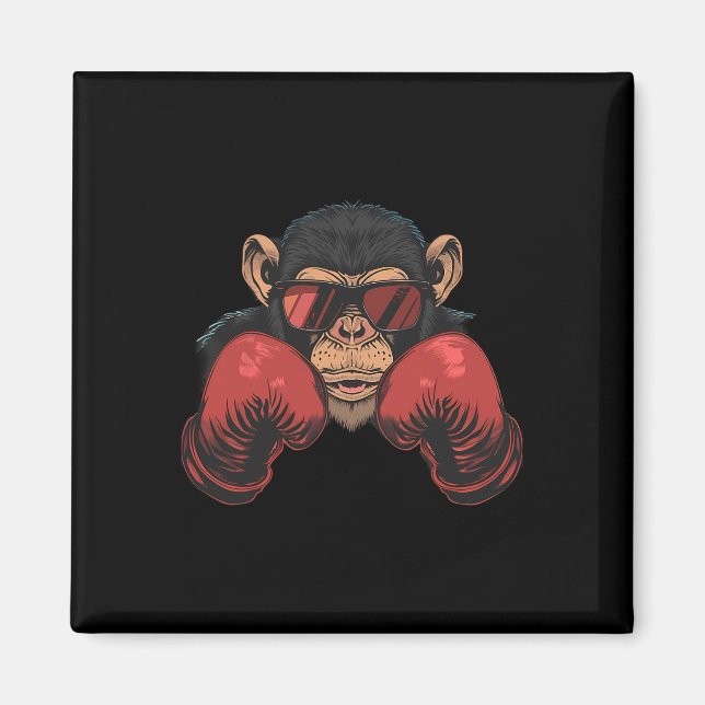 Boxeraffe mit Boxhandschuhen Kickboxen Lustiges B Magnet (Vorne)