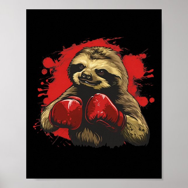 Boxerfaultier mit Boxhandschuhen Kickboxen Lustige Poster (Vorne)
