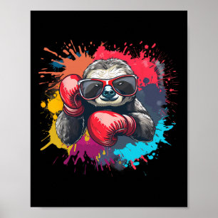Boxerfaultier mit Boxhandschuhen Kickboxen Lustige Poster