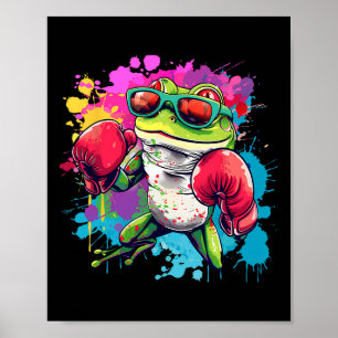 Boxerfrosch mit Boxhandschuhen Kickboxen Lustiges Poster