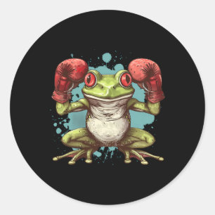 Boxerfrosch mit Boxhandschuhen Kickboxen Lustiges Runder Aufkleber