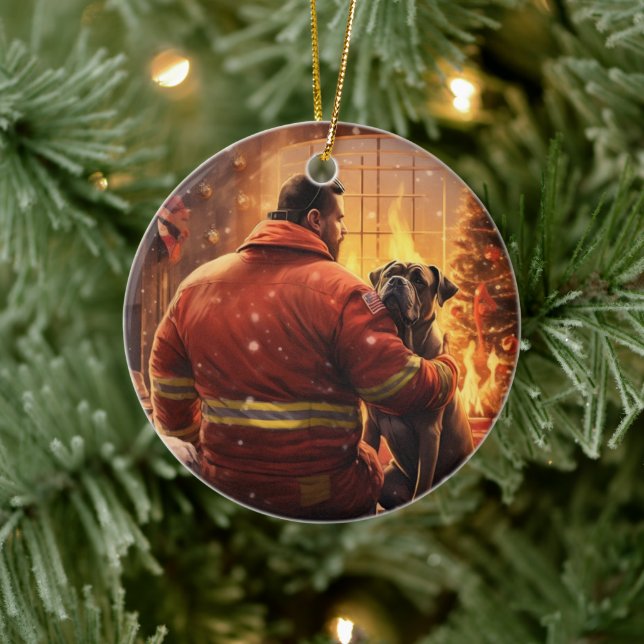 Boxergeschenk, Hausgeschenk, Hundefeuer, Weihnacht Keramik Ornament (Baum)