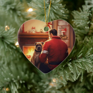 Boxergeschenk, Hausgeschenk, Hundefeuer, Weihnacht Keramik Ornament