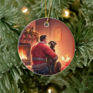 Boxergeschenk, Hausgeschenk, Hundefeuer, Weihnacht Keramik Ornament