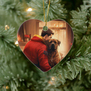 Boxergeschenk, Hausgeschenk, Hundefeuer, Weihnacht Keramik Ornament
