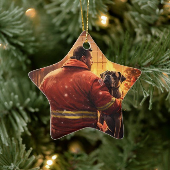 Boxergeschenk, Hausgeschenk, Hundefeuer, Weihnacht Keramik Ornament (Baum)