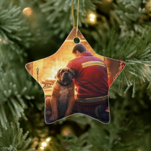 Boxergeschenk, Hausgeschenk, Hundefeuer, Weihnacht Keramik Ornament