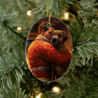 Boxergeschenk, Hausgeschenk, Hundefeuer, Weihnacht Keramik Ornament