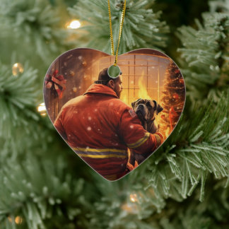Boxergeschenk, Hausgeschenk, Hundefeuer, Weihnacht Keramik Ornament