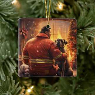 Boxergeschenk, Hausgeschenk, Hundefeuer, Weihnacht Keramikornament