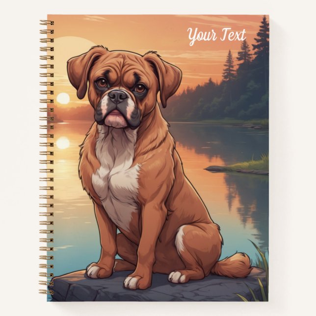 Boxerhund am See Notizbuch (Vorderseite)