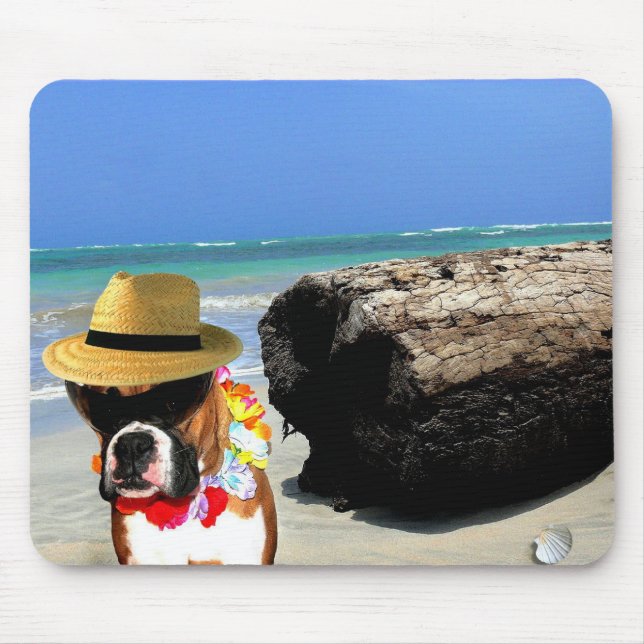 Boxerhund auf dem Strand mousepad (Vorne)