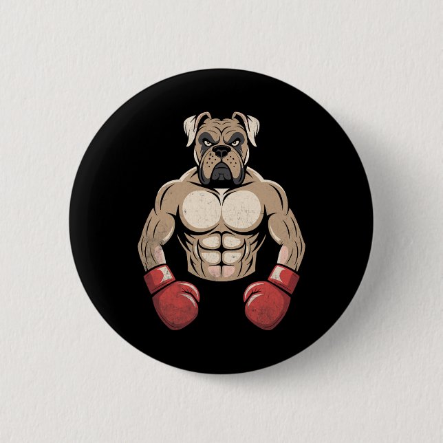 Boxerhund Boxhandschuhe Haustiere Hunde Boxer Männ Button (Vorderseite)
