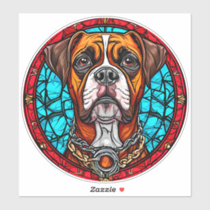Boxerhund-Buntglas Aufkleber