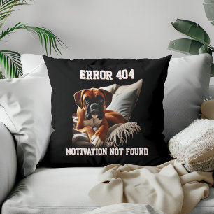 Boxerhund-Fehler 404 Motivation nicht gefunden Kissen