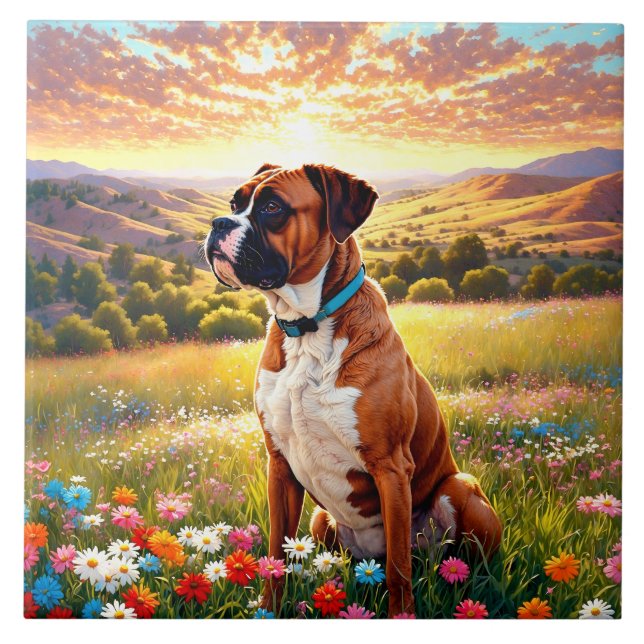 Boxerhund Fliese (Vorderseite)