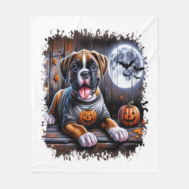 Boxerhund Halloween Fleecedecke (Vorderseite)