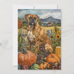 Boxerhund Herbsternte Erntedankfest Feiertagskarte
