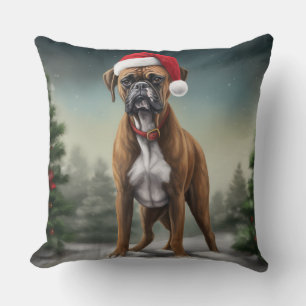 Boxerhund im Schnee Weihnachten Kissen
