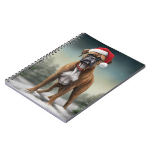 Boxerhund im Schnee Weihnachten  Notizblock
