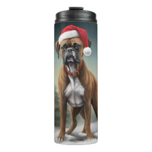 Boxerhund im Schnee Weihnachten Thermosbecher